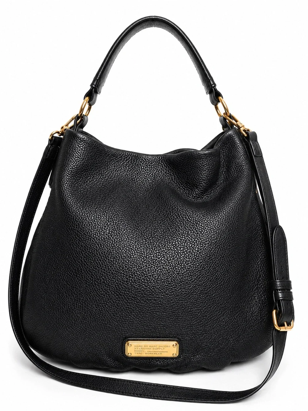 Marc by Marc Jacobs Q Workwear Hobo Black Pebbled Leather Shoulder Bag
